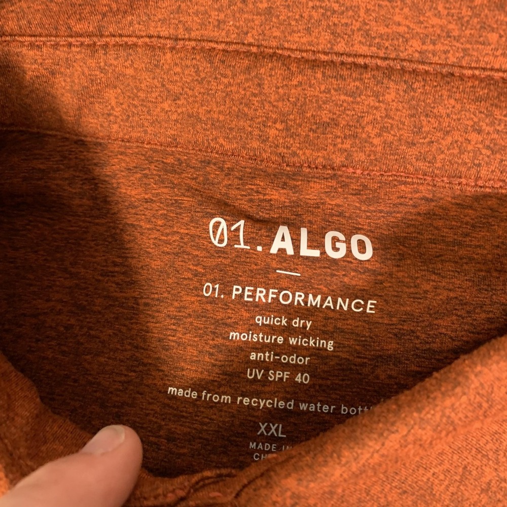 01.ALGO Polo Shirt Mens 2XL Lot Of 3 Striped Blue Rust Golf Performance Stretch - Picture 3 of 15
